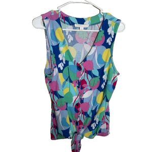 Juniper + Lime Blouse Women's Large V-Neck Floral Colorful Sleeveless Tank Top